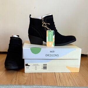 Earth Origins Black Suede Ankle Booties